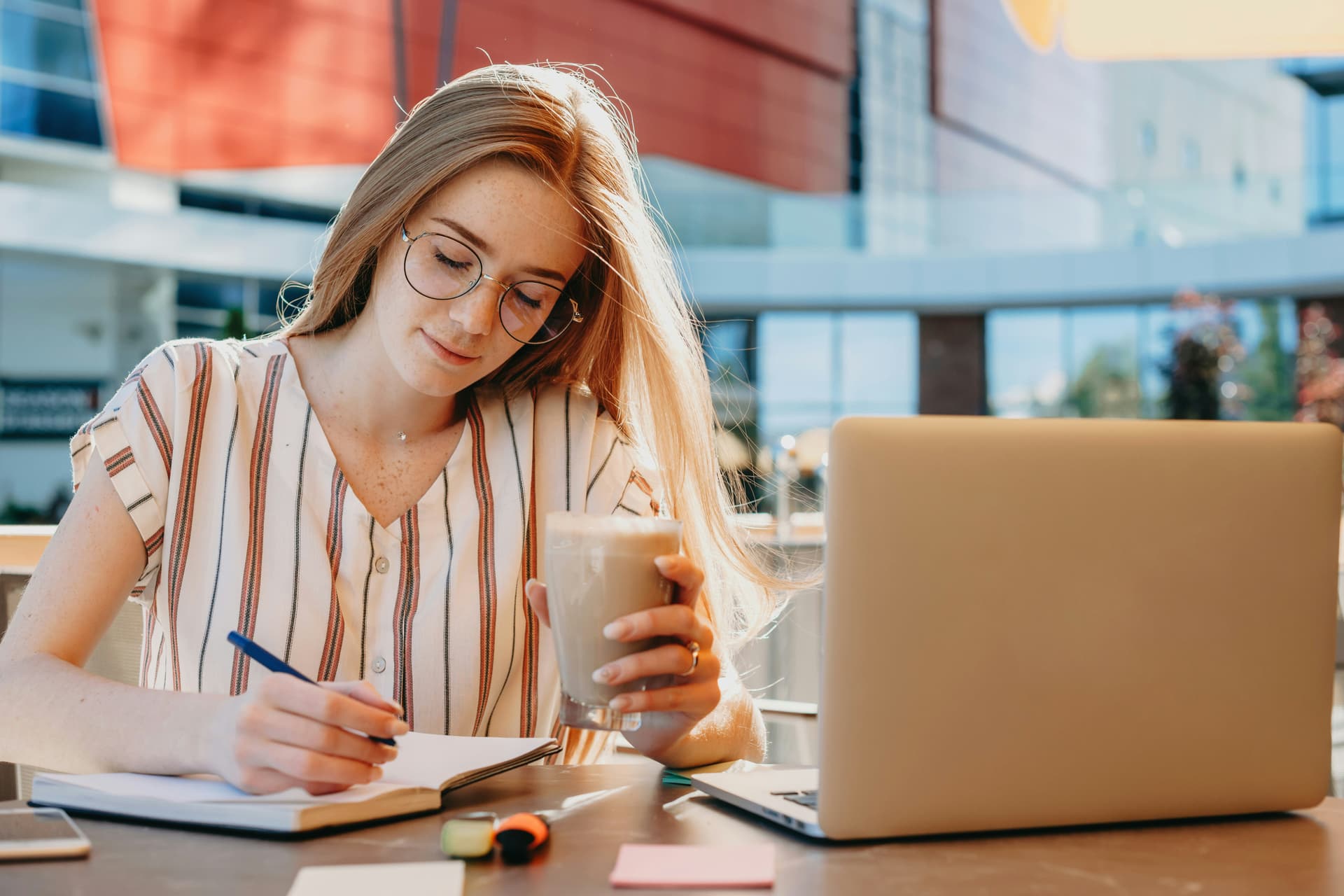 Teacher planning schedule while enjoying scenic view